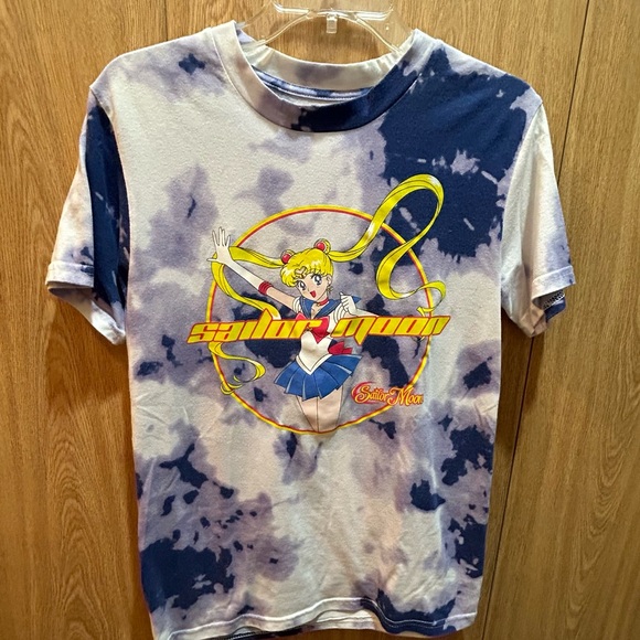 Sailor Moon Shirt Purple Tie Dye Short Sleeve Graphic Anime Casual Junior - Picture 1 of 6